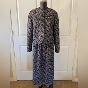 Elizabeth Jane 2pc Floral Set Quilted Jacket & Pocket Maxi Skirt L